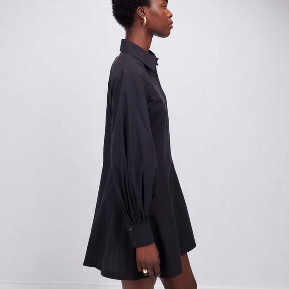 Madewell Seamed Long-Sleeve Mini Shirtdress in Poplin Size 8 - Picture 3 of 12